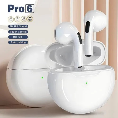 AirPods Pro 6 Hi-Fi Wireless Airbuds 5.0 Bluetooth Earphone Slim small size with Charging Case White