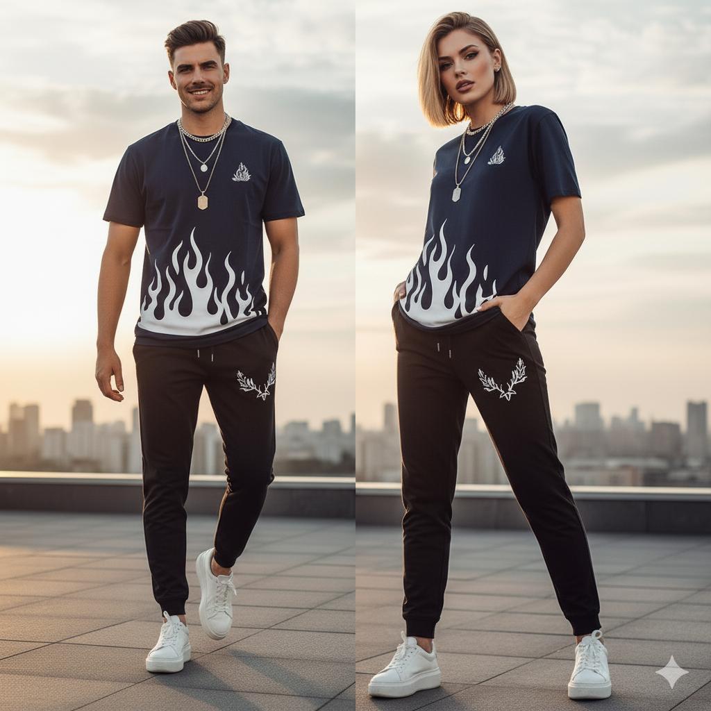 Blue New trendy fired printed premium quality tracksuit for men and boys