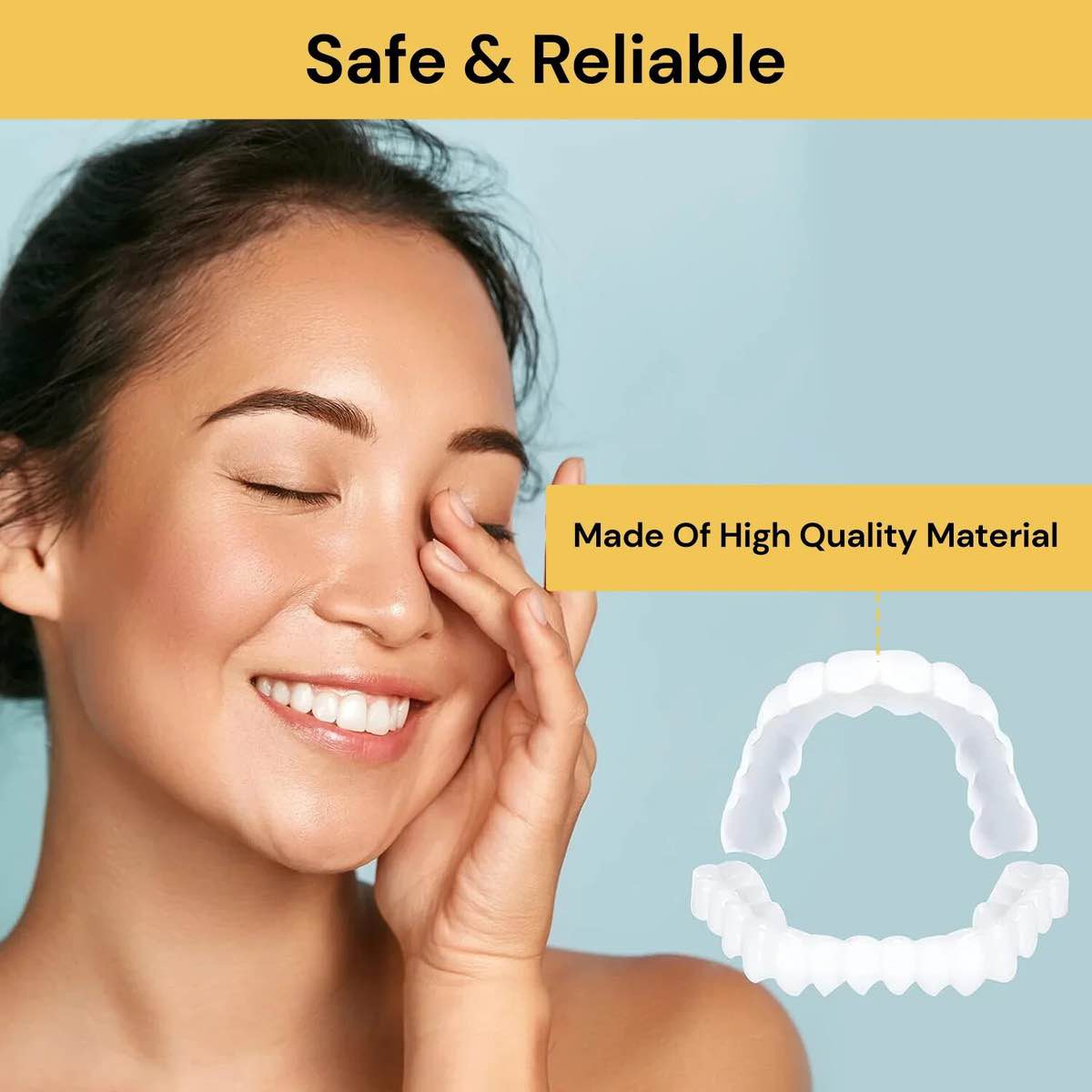 Snap-On Smile Veneers (Upper & Lower): Instant Cosmetic Teeth Braces for Natural White Look & Gap Correction