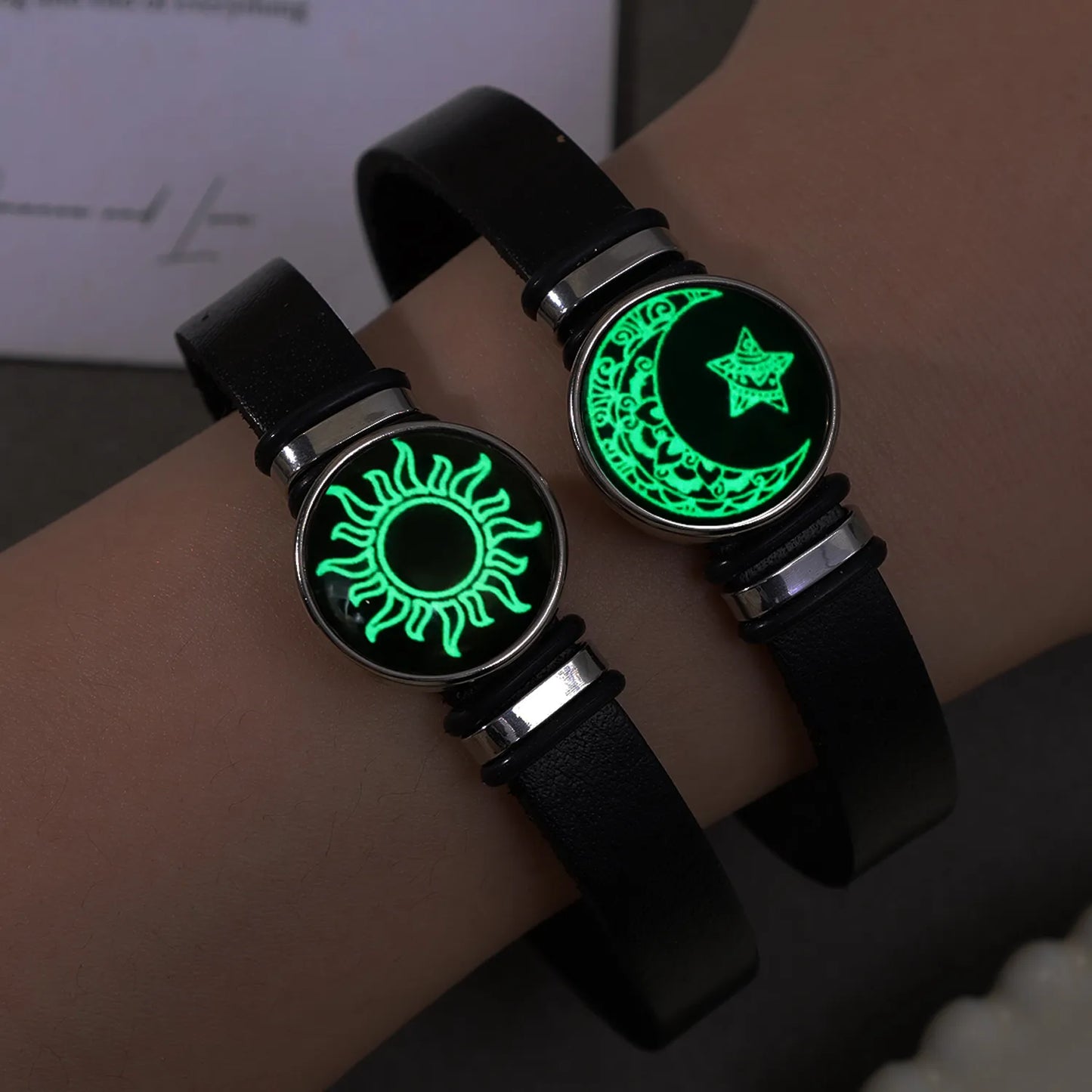 Luminous Couple Friendship Bracelet Sun and Moon Adjustable Romantic Black Bracelets Creative Fashion Jewelry Gifts