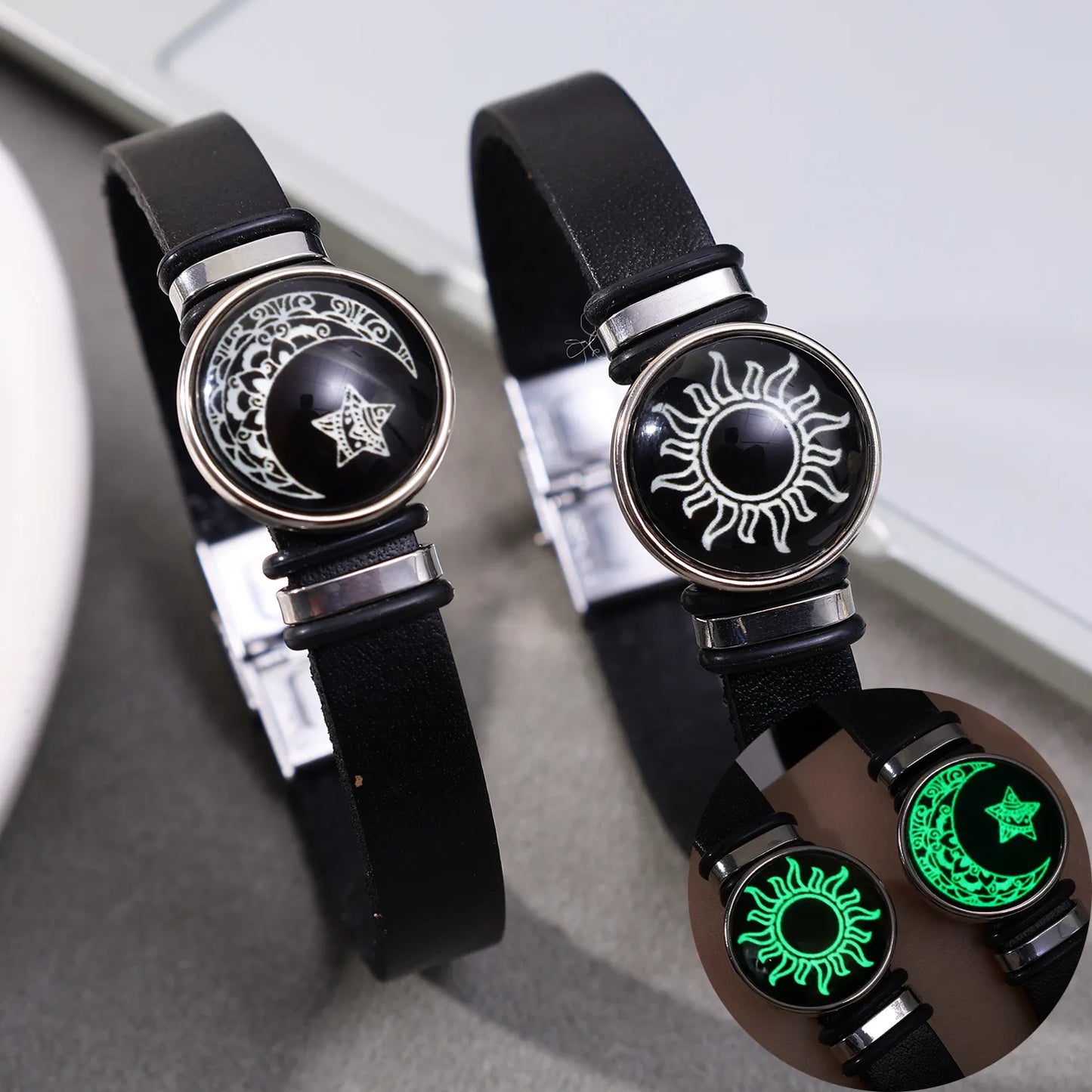 Luminous Couple Friendship Bracelet Sun and Moon Adjustable Romantic Black Bracelets Creative Fashion Jewelry Gifts