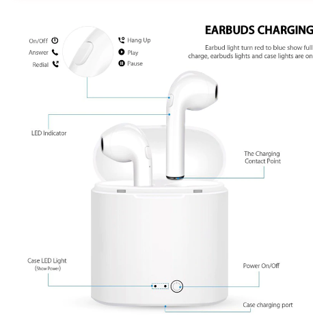 AirPods Pro 6 Hi-Fi Wireless Airbuds 5.0 Bluetooth Earphone Slim small size with Charging Case White