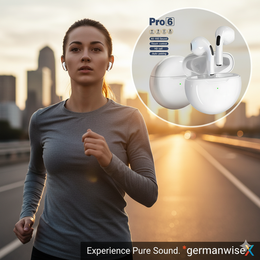 AirPods Pro 6 Hi-Fi Wireless Airbuds 5.0 Bluetooth Earphone Slim small size with Charging Case White