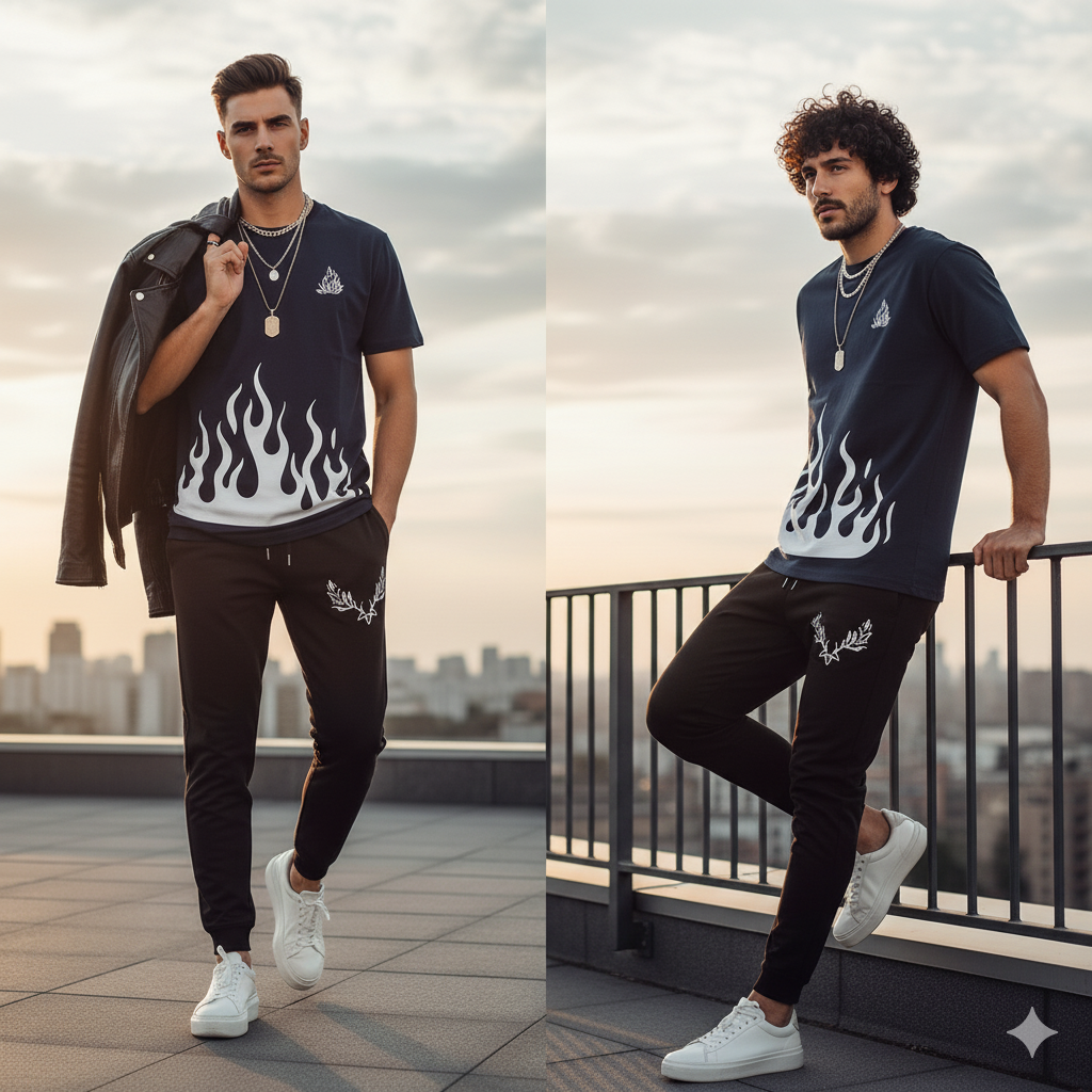 Blue New trendy fired printed premium quality tracksuit for men and boys