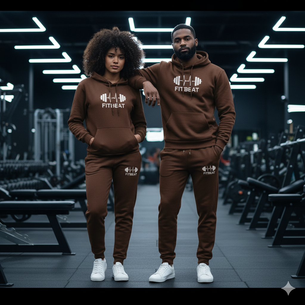 Warm & Stylish: Men's Fleece Heartbeat Logo Winter Tracksuit – Thick Hoodie & Jogger Set