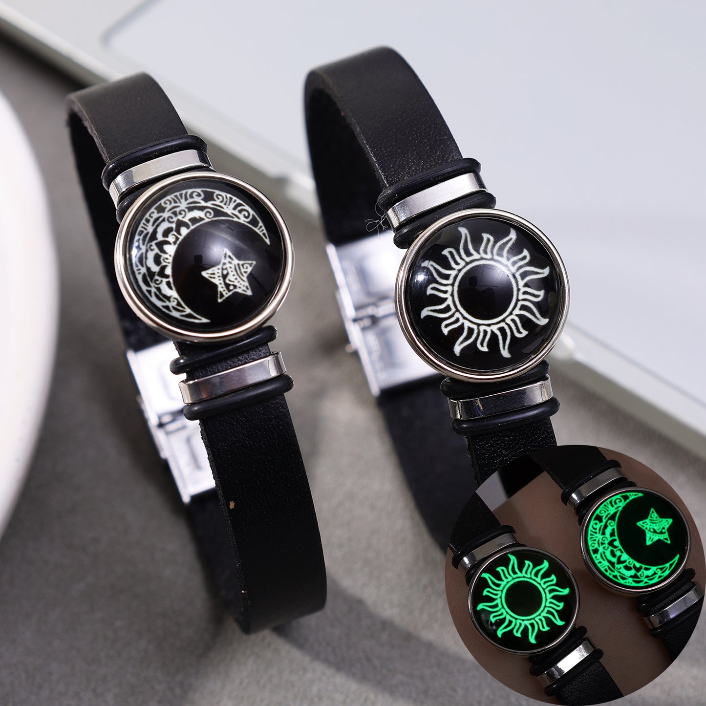 Luminous Couple Friendship Bracelet Sun and Moon Adjustable Romantic Black Bracelets Creative Fashion Jewelry Gifts